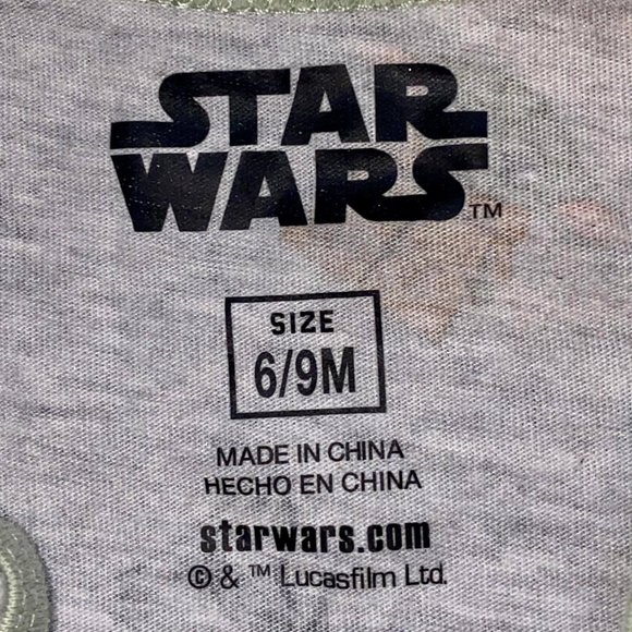 Disney Star Wars Baby Yoda Mandalorian Baby Boy Onesie Bodysuit Size 6/9 Months - Picture 3 of 3